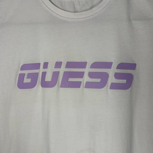 GUESS White Graphic Logo Short Sleeve 100% Cotton T-Shirt Women's Small - Picture 5 of 7